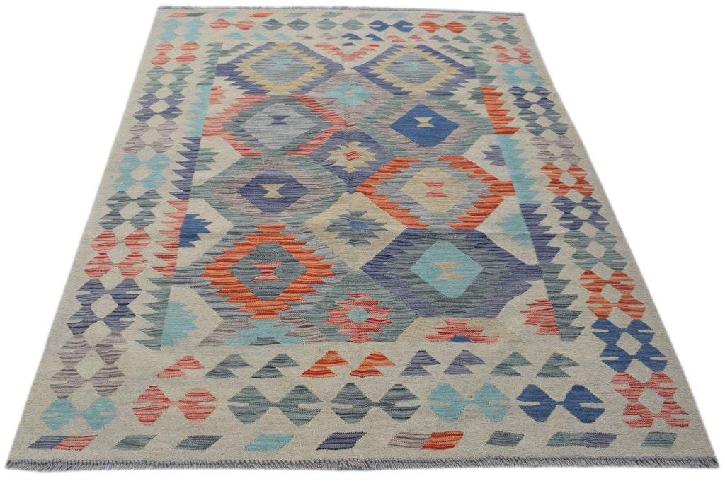 Handmade Afghan Maimana Kilim | 195 x 150 cm | 6'5" x 4'11" - Najaf Rugs & Textile
