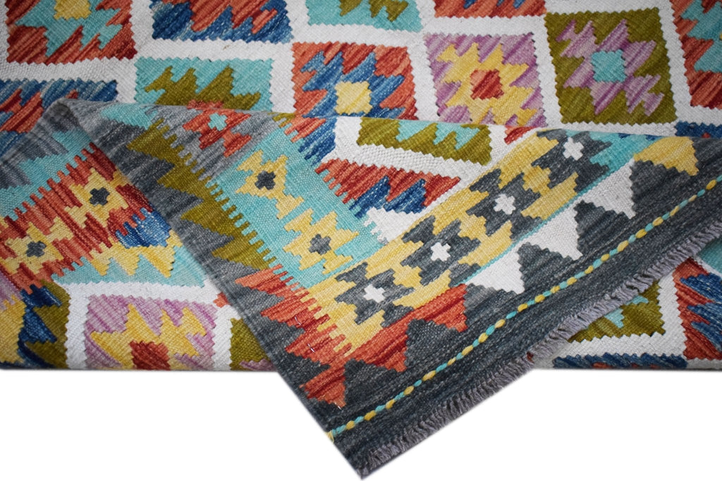 Handmade Afghan Maimana Kilim | 196 x 153 cm | 6'5" x 5'1" - Najaf Rugs & Textile