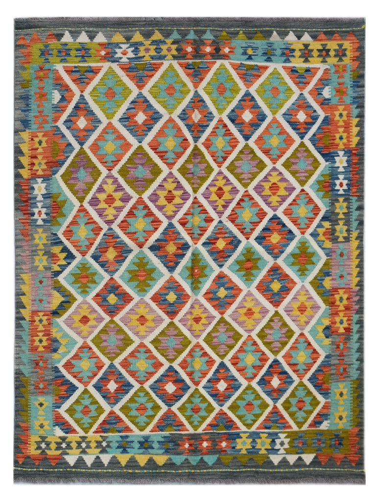 Handmade Afghan Maimana Kilim | 196 x 153 cm | 6'5" x 5'1" - Najaf Rugs & Textile