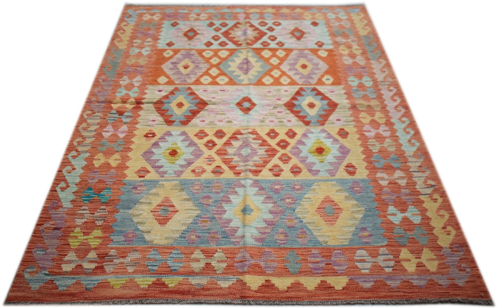 Handmade Afghan Maimana Kilim | 197 x 148 cm | 6'6" x 4'10" - Najaf Rugs & Textile