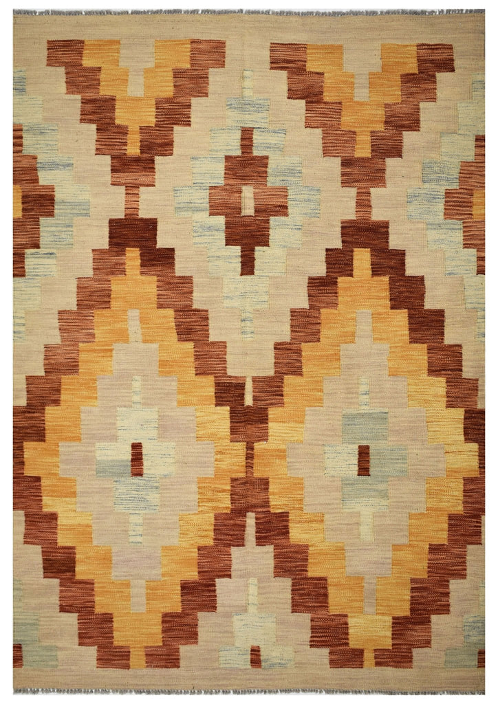 Handmade Afghan Maimana Kilim | 197 x 151 cm | 6'4" x 4'9" - Najaf Rugs & Textile