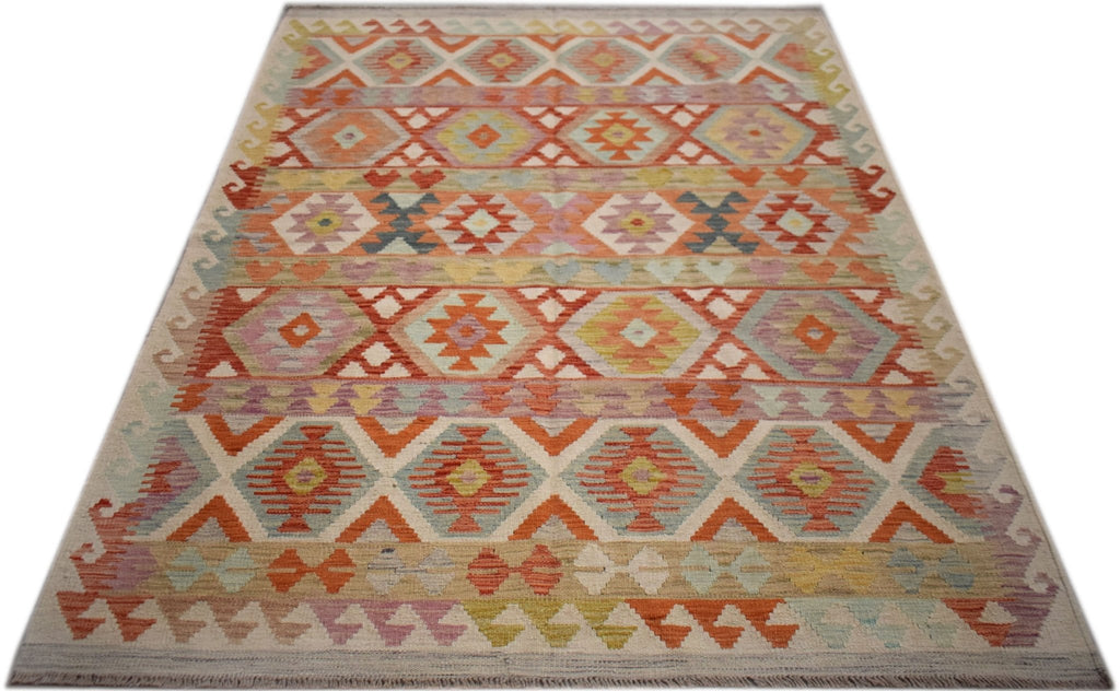 Handmade Afghan Maimana Kilim | 198 x 155 cm | 6'6" x 5'2" - Najaf Rugs & Textile