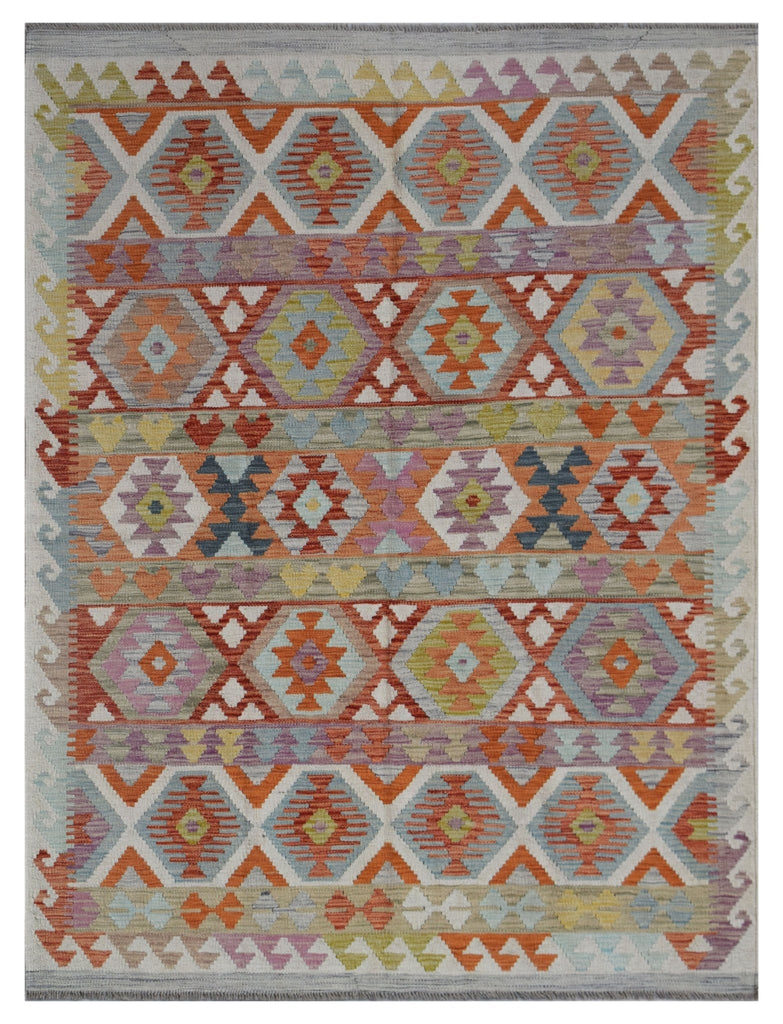 Handmade Afghan Maimana Kilim | 198 x 155 cm | 6'6" x 5'2" - Najaf Rugs & Textile