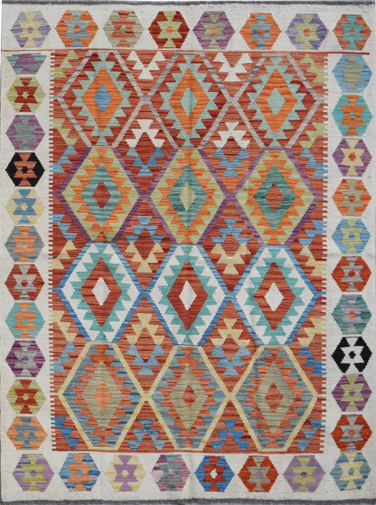 Handmade Afghan Maimana Kilim | 200 x 162 cm | 6'9" x 5'4" - Najaf Rugs & Textile