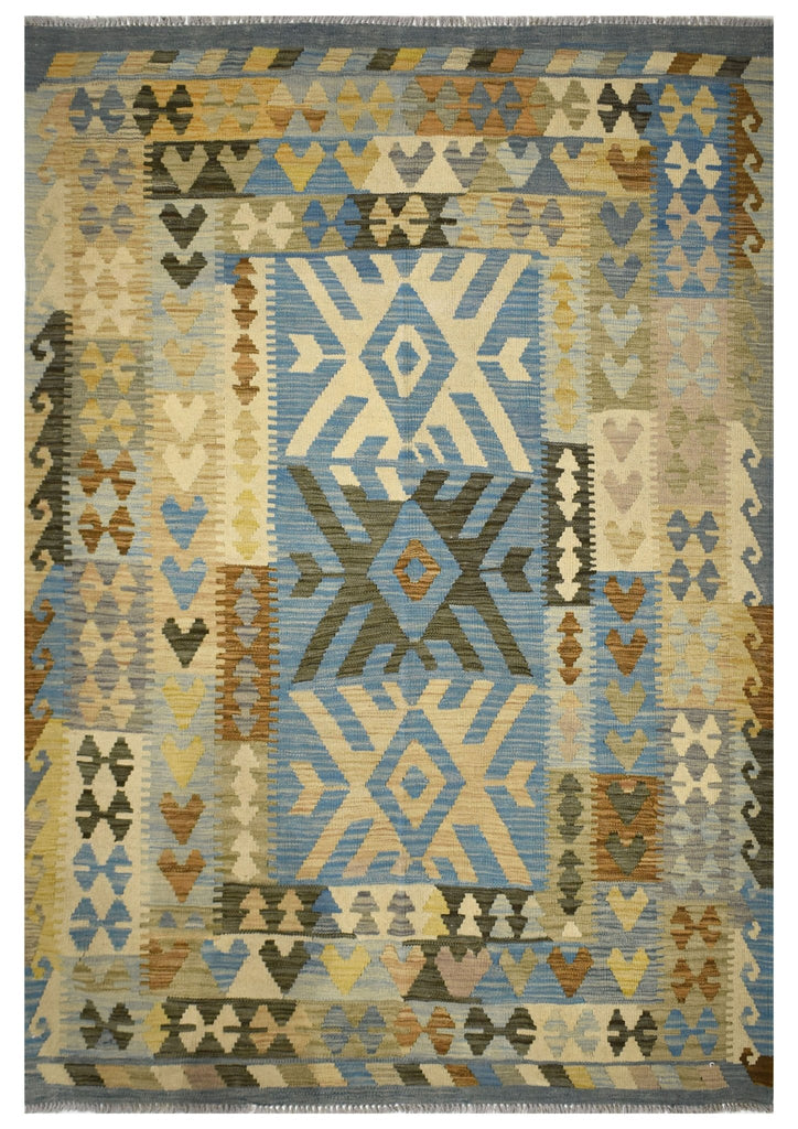 Handmade Afghan Maimana Kilim | 201 x 155 cm | 6'6" x 5' - Najaf Rugs & Textile