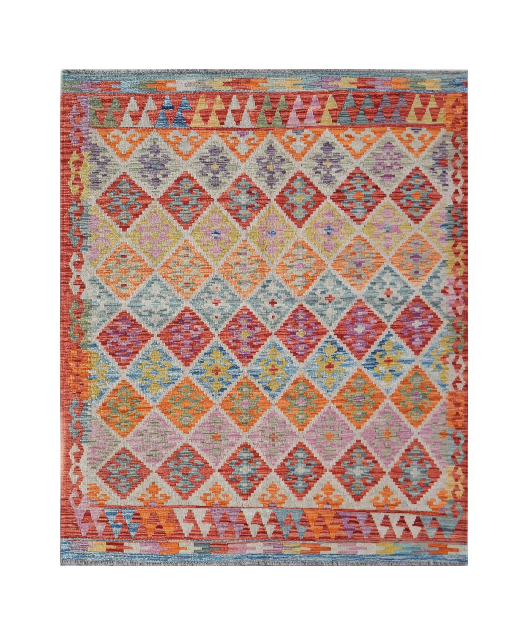Handmade Afghan Maimana Kilim | 201 x 162 cm | 6'7" x 5'4" - Najaf Rugs & Textile