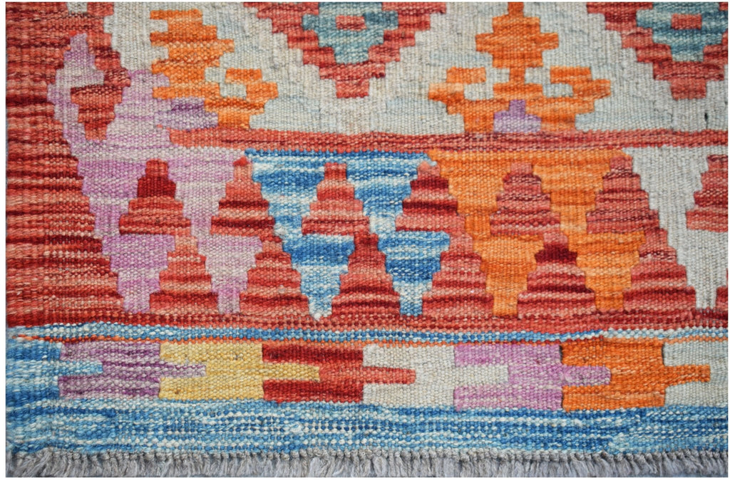 Handmade Afghan Maimana Kilim | 201 x 162 cm | 6'7" x 5'4" - Najaf Rugs & Textile
