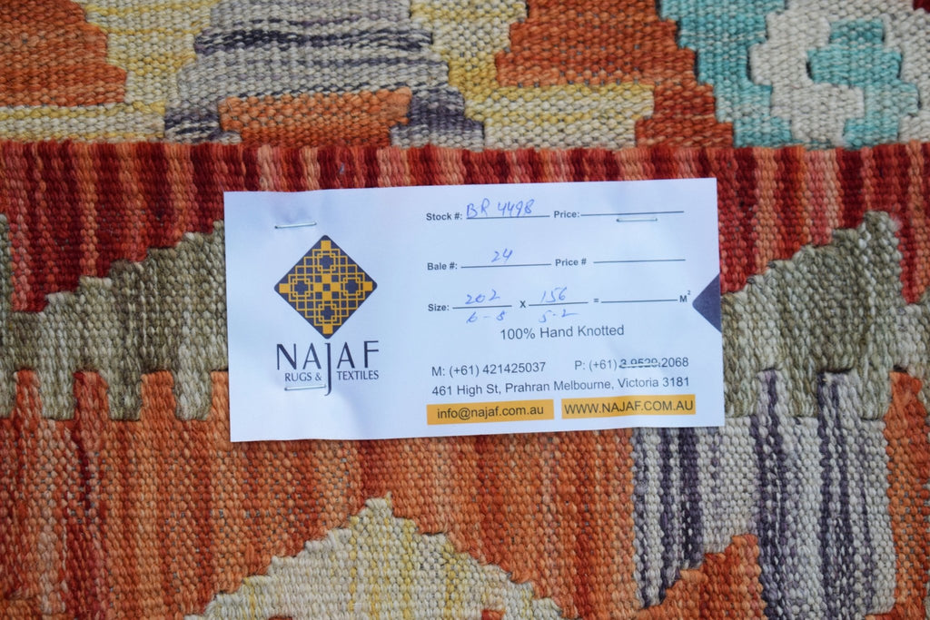 Handmade Afghan Maimana Kilim | 202 x 156 cm | 6'8" x 5'2" - Najaf Rugs & Textile