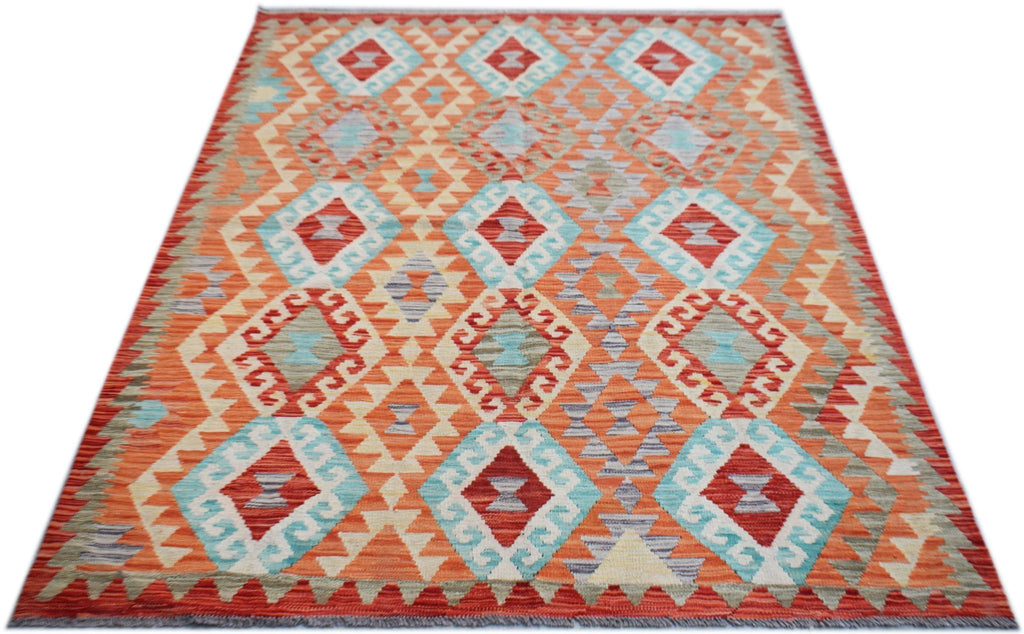 Handmade Afghan Maimana Kilim | 202 x 156 cm | 6'8" x 5'2" - Najaf Rugs & Textile