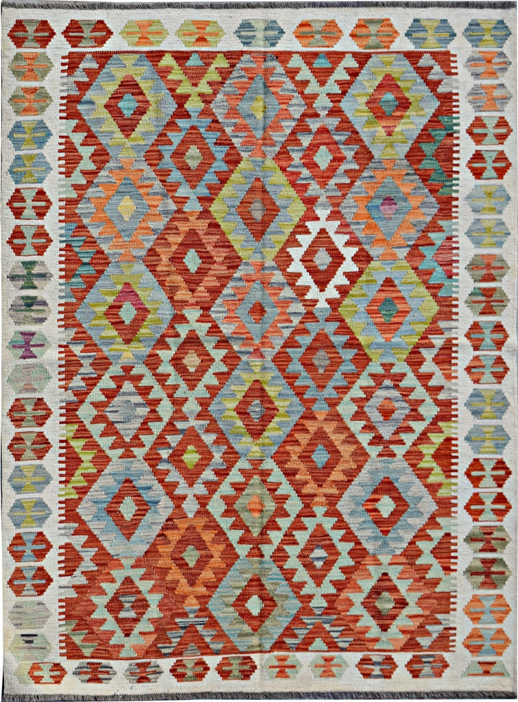 Handmade Afghan Maimana Kilim | 203 x 160 cm | 6'8" x 5'3" - Najaf Rugs & Textile
