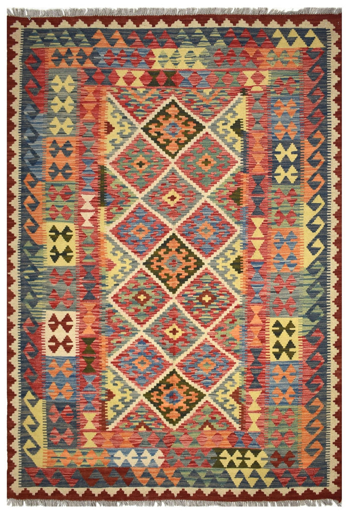 Handmade Afghan Maimana Kilim | 206 x 158 cm | 6'7" x 5'1" - Najaf Rugs & Textile
