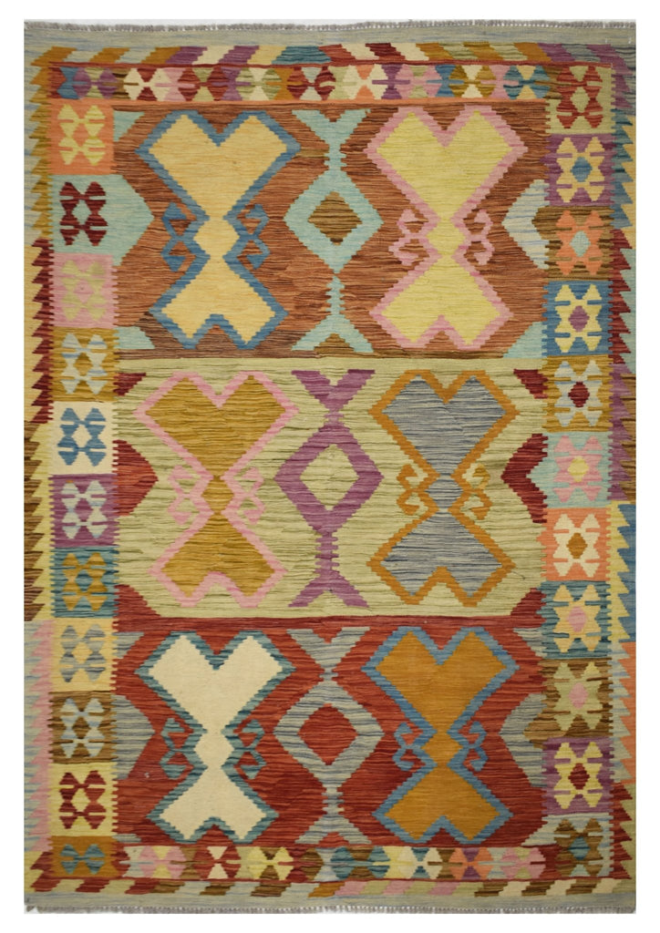 Handmade Afghan Maimana Kilim | 209 x 152 cm | 6'8" x 4'2" - Najaf Rugs & Textile