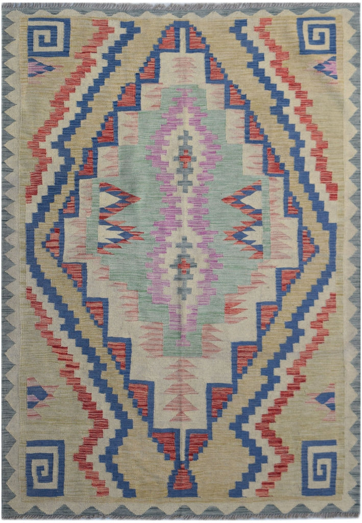Handmade Afghan Maimana Kilim | 222 x 166 cm | 6'4" x 5'6" - Najaf Rugs & Textile