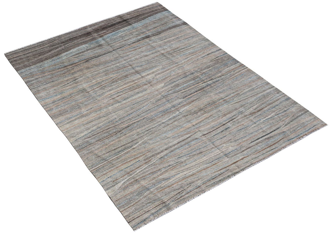 Afghan Maimana Kilim with a striped pattern in grey and blue tones.