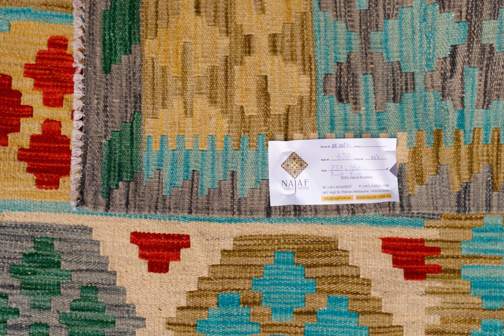 Handmade Afghan Maimana Kilim | 237 x 180 cm | 7'10" x 5'11" - Najaf Rugs & Textile