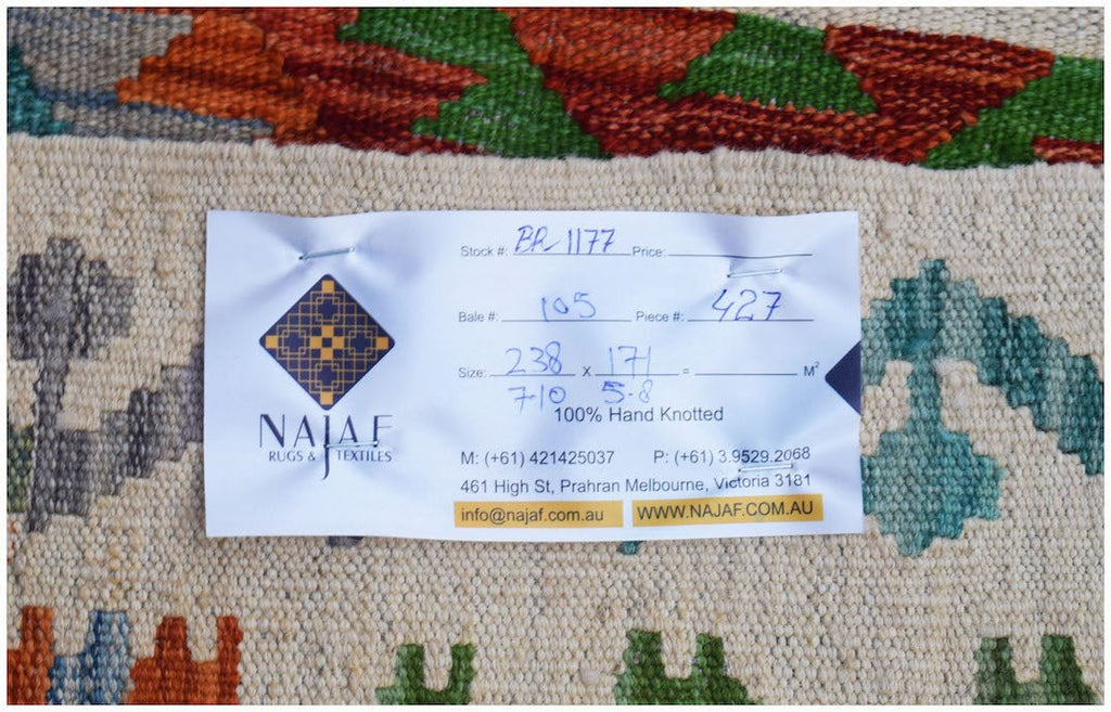 Handmade Afghan Maimana Kilim | 238 x 171 cm | 7'10" x 5'8" - Najaf Rugs & Textile
