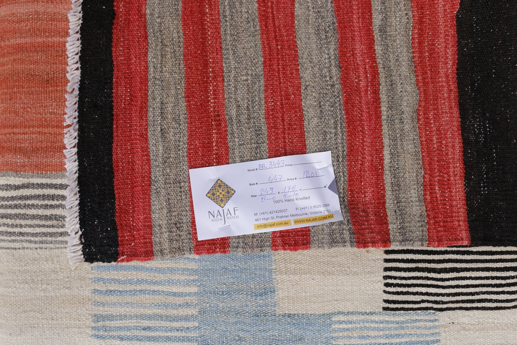 Handmade Afghan Maimana Kilim | 243 x 178 cm | 8' x 5'10" - Najaf Rugs & Textile