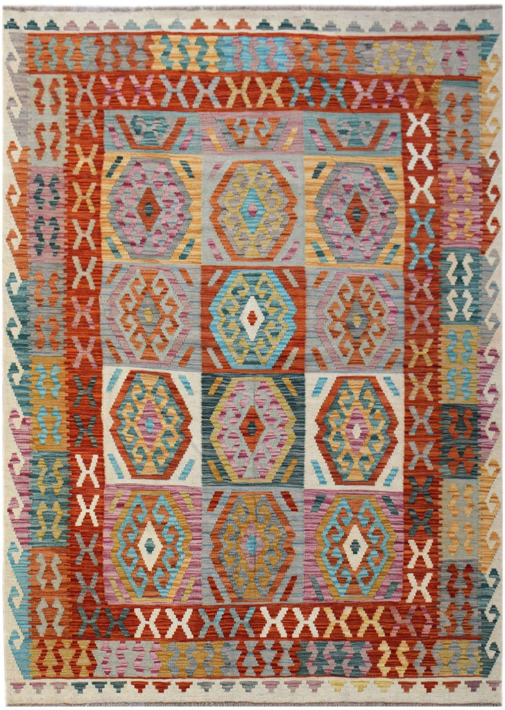 Handmade Afghan Maimana Kilim | 245 x 182 cm | 8'1" x 6' - Najaf Rugs & Textile