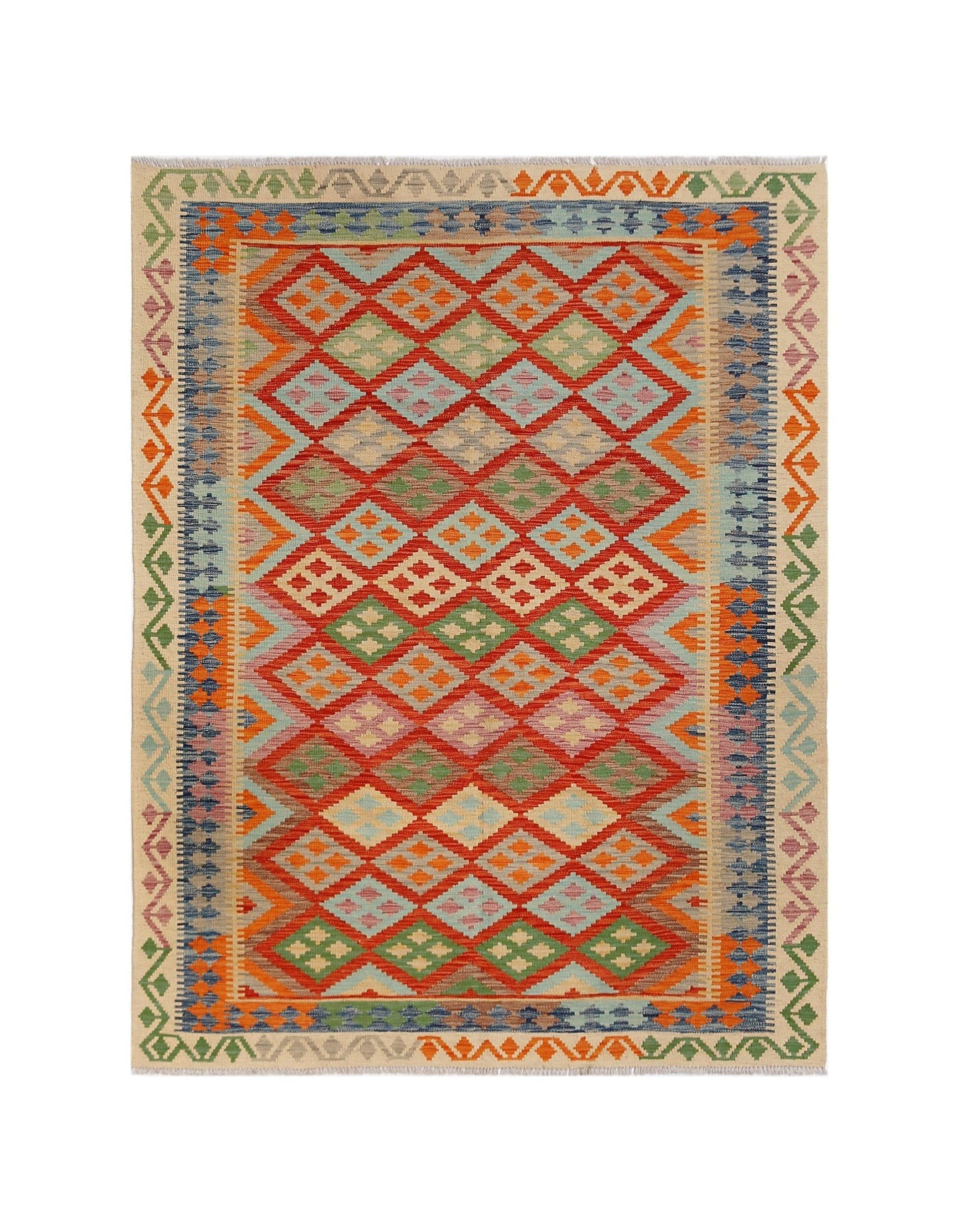 Handmade Afghan Maimana Kilim | 245 x 184 cm | 8'1" x 6'1" - Najaf Rugs & Textile