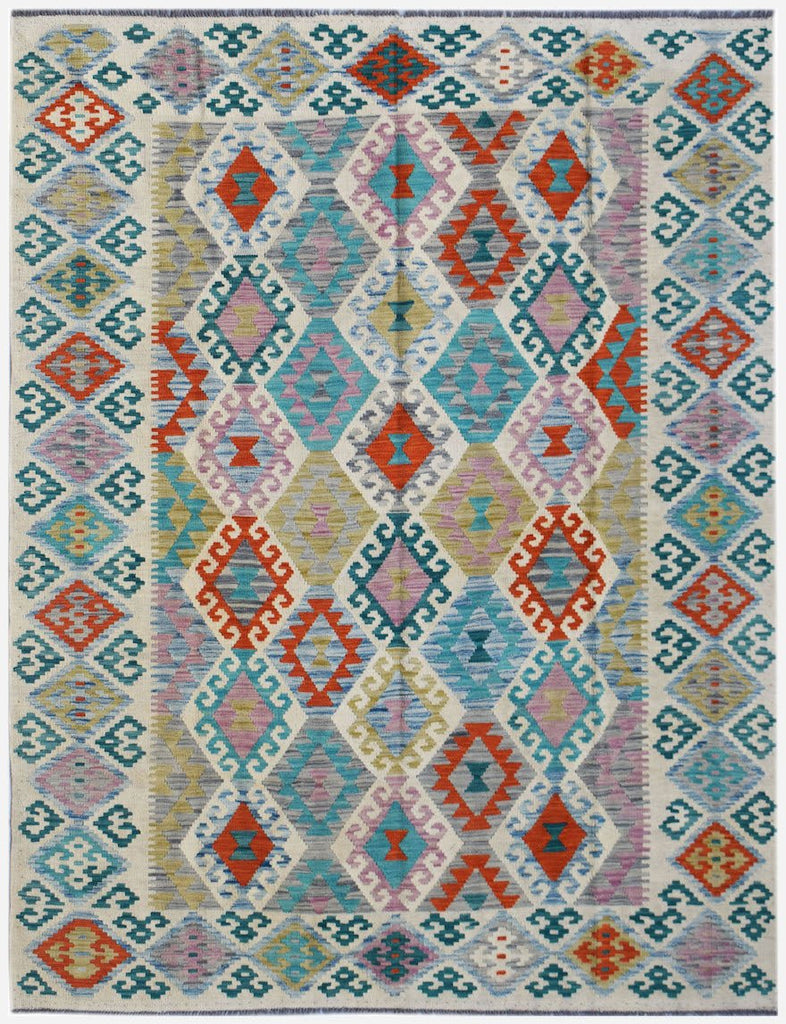 Handmade Afghan Maimana Kilim | 246 x 194 cm | 8'1" x 6'4" - Najaf Rugs & Textile