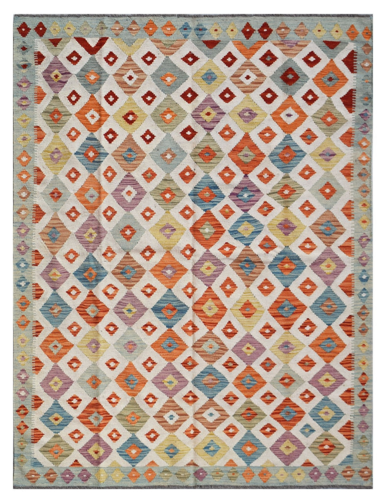 Handmade Afghan Maimana Kilim | 247 x 176 cm | 8'2" x 5'9" - Najaf Rugs & Textile