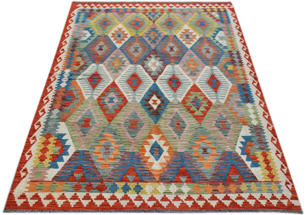Handmade Afghan Maimana Kilim | 248 x 175 cm | 8'2" x 5'7" - Najaf Rugs & Textile