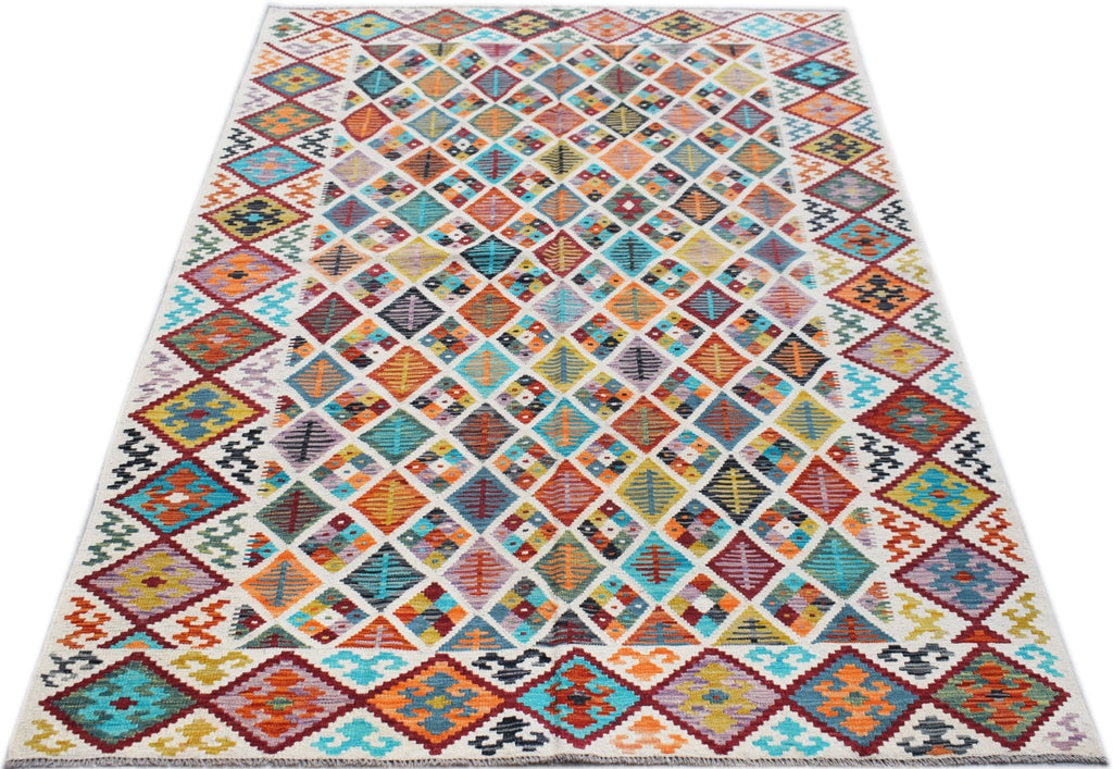 Handmade Afghan Maimana Kilim | 250 x 178 cm | 8'3" x 5'10" - Najaf Rugs & Textile