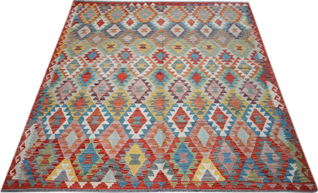 Handmade Afghan Maimana Kilim | 254 x 206 cm | 8'4" x 6'9" - Najaf Rugs & Textile