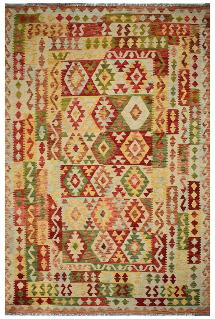 Handmade Afghan Maimana Kilim | 289 x 204 cm | 9'4" x 6'6" - Najaf Rugs & Textile