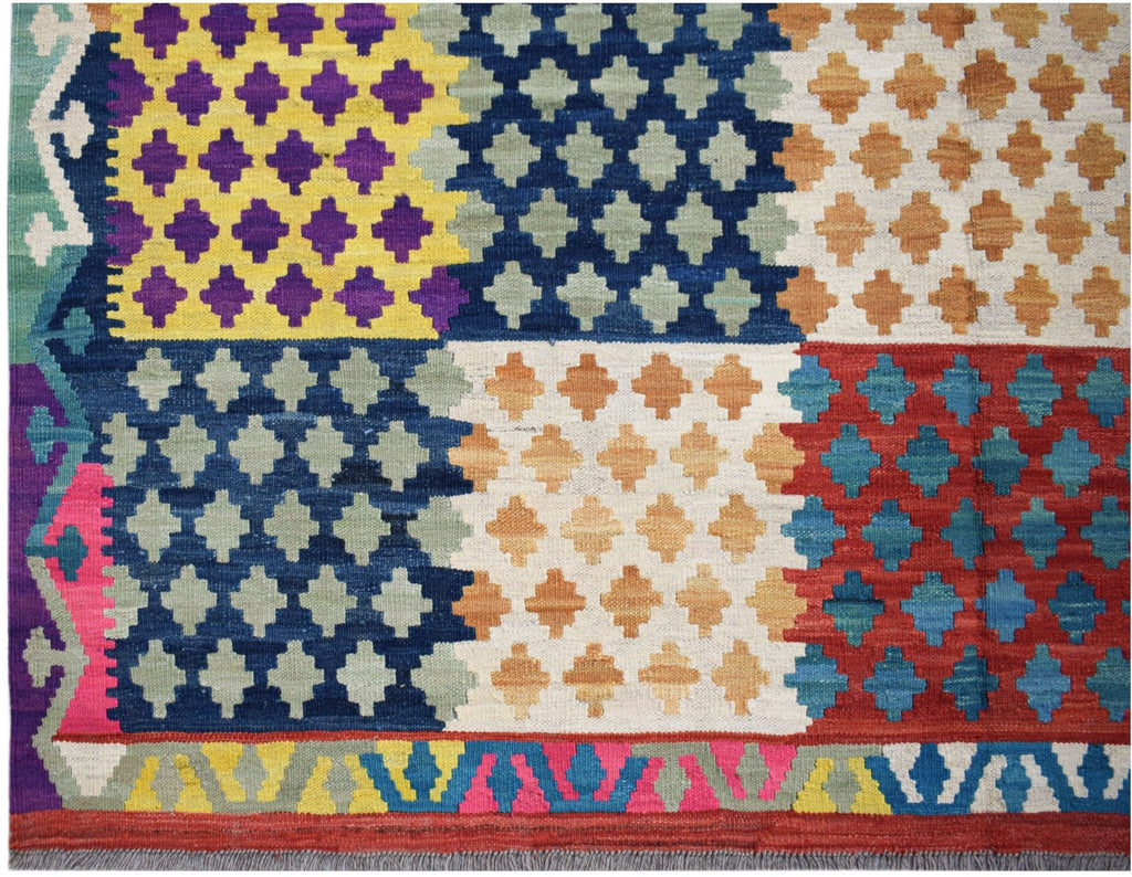Handmade Afghan Maimana Kilim | 291 x 199 cm | 9'7" x 6'6" - Najaf Rugs & Textile