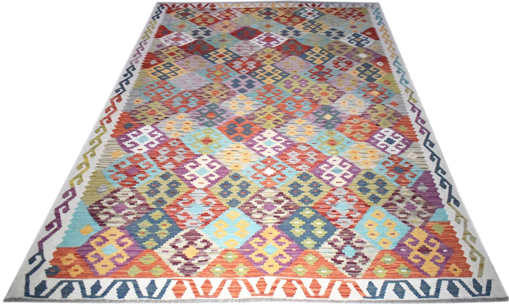 Handmade Afghan Maimana Kilim | 291 x 204 cm | 9'7" x 6'8" - Najaf Rugs & Textile