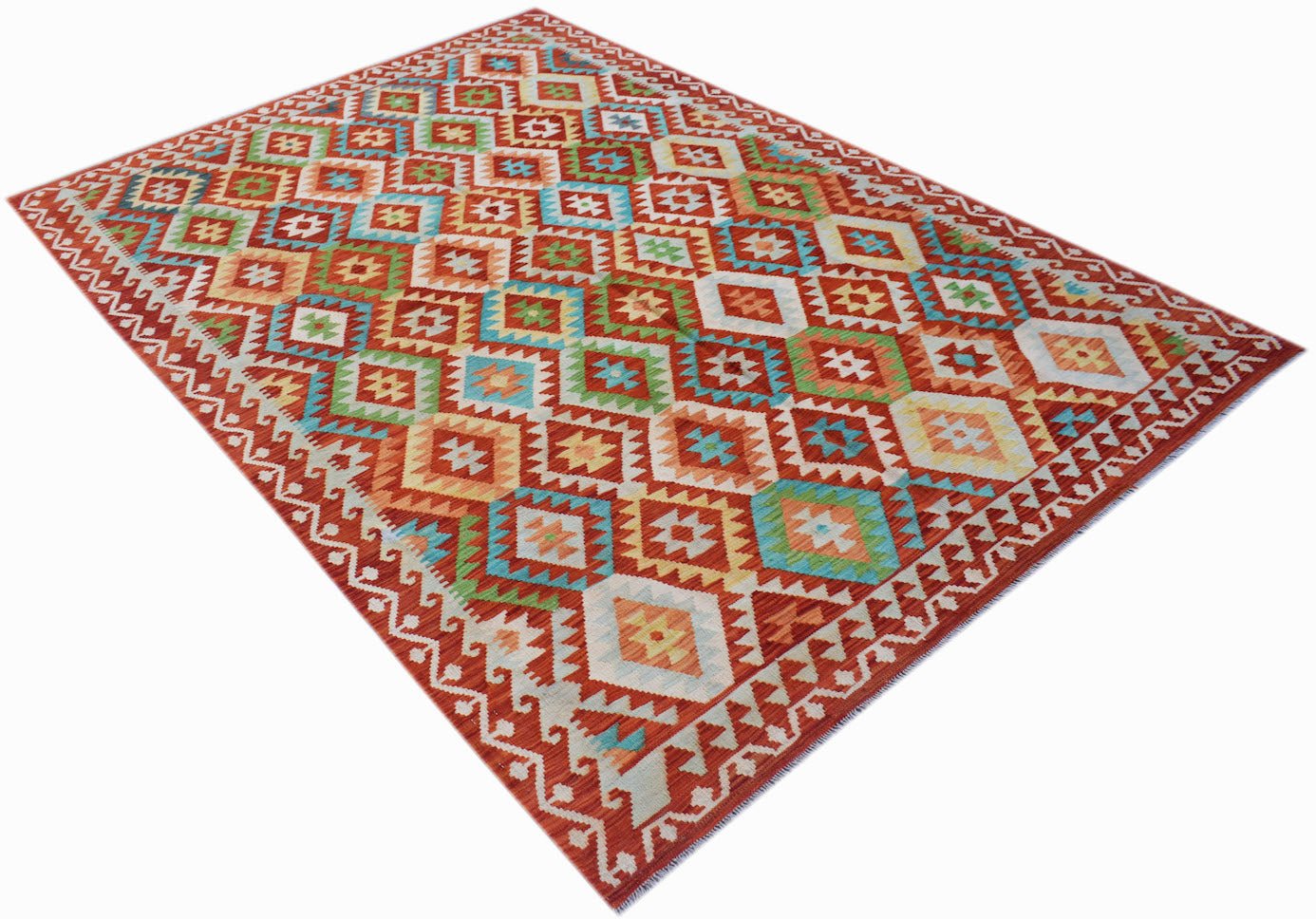 Handmade Afghan Maimana Kilim | 295 x 201 cm | 9'8" x 6'7" - Najaf Rugs & Textile