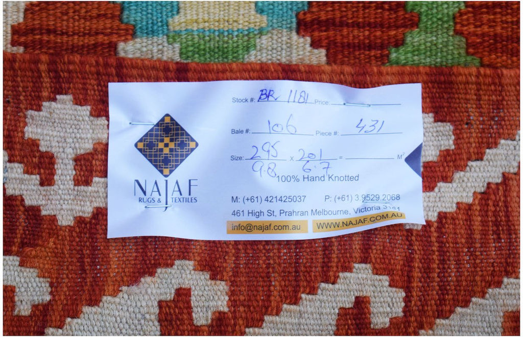 Handmade Afghan Maimana Kilim | 295 x 201 cm | 9'8" x 6'7" - Najaf Rugs & Textile