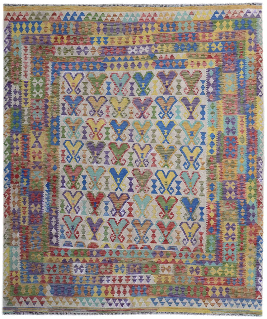 Handmade Afghan Maimana Kilim | 295 x 248 cm | 9'6" x 8'13" - Najaf Rugs & Textile