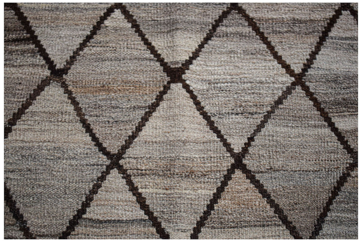 Afghan Maimana Kilim with a diamond pattern in neutral tones.