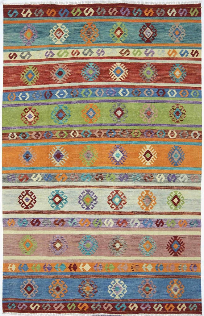 Handmade Afghan Maimana Kilim | 307 x 197 cm | 10' x 6'4" - Najaf Rugs & Textile