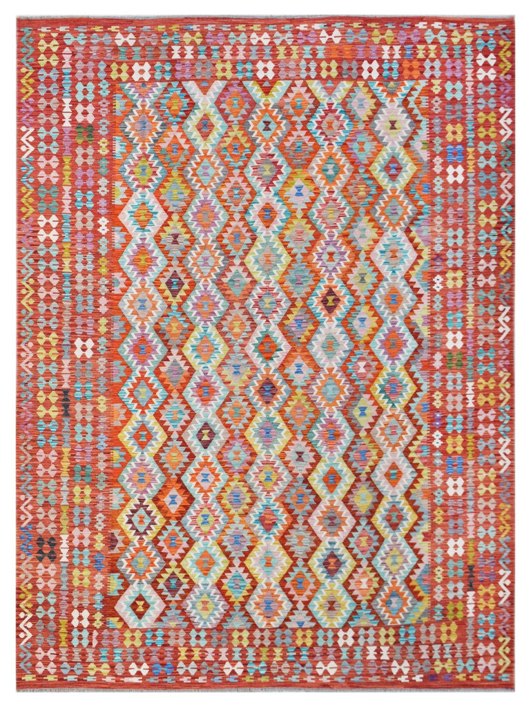Handmade Afghan Maimana Kilim | 391 x 311 cm | 12'10" x 10'3" - Najaf Rugs & Textile
