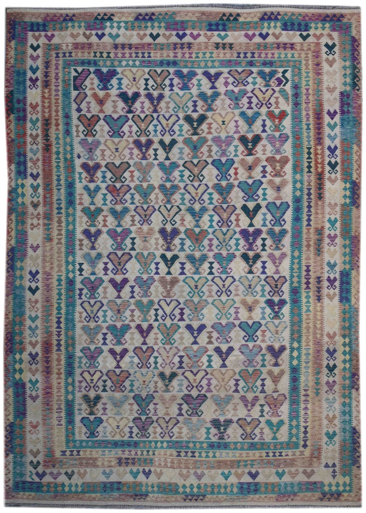 Handmade Afghan Maimana Kilim | 411 x 300 cm | 13'4" x 9'8" - Najaf Rugs & Textile
