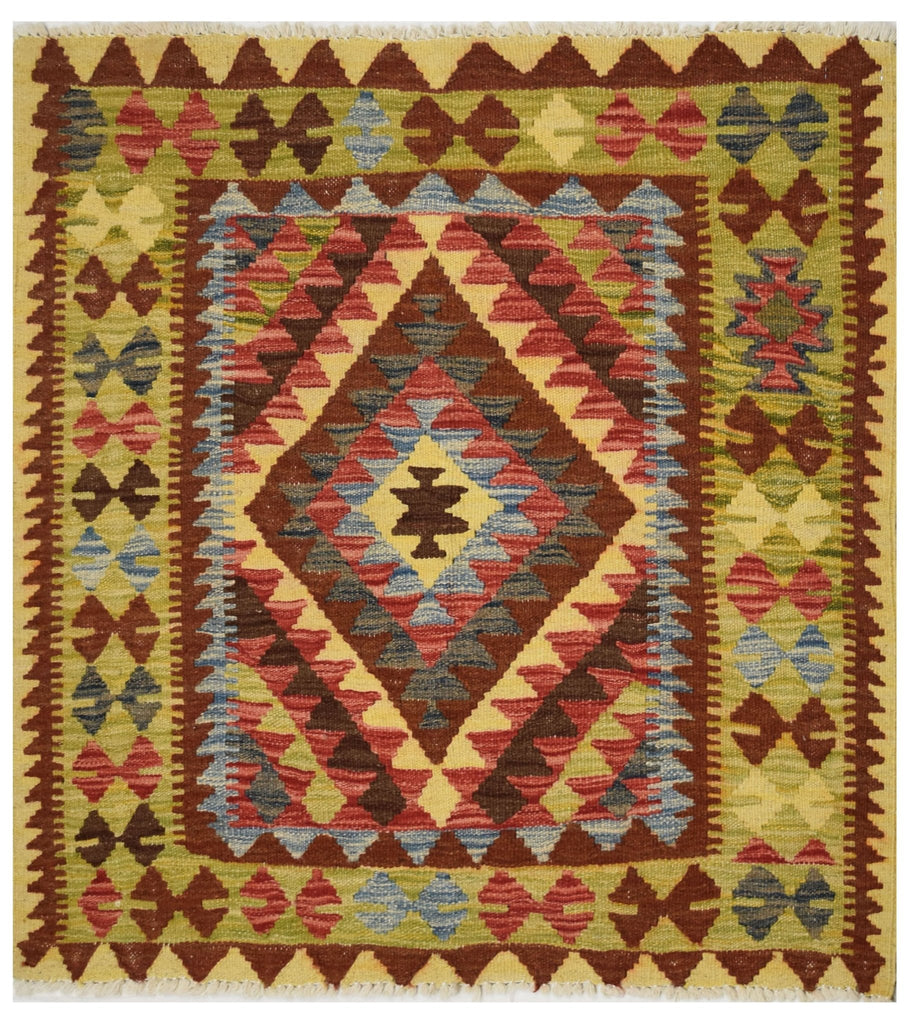 Handmade Afghan Maimana Kilim | 93 x 96 cm | 3'1" x 3' - Najaf Rugs & Textile