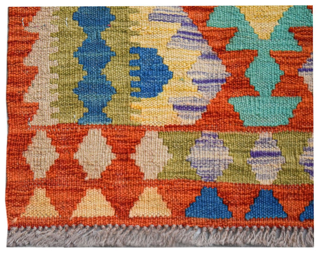 Handmade Afghan Maimana Kilim Hallway Runner | 167 x 62 cm | 5'6" x 2'1" - Najaf Rugs & Textile