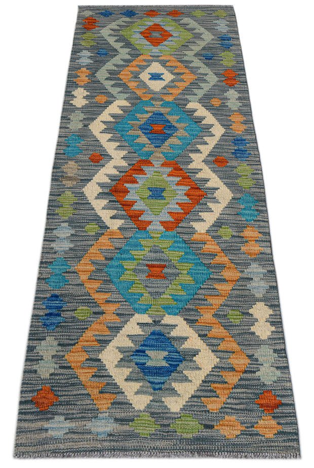 Handmade Afghan Maimana Kilim Hallway Runner | 184 x 61 cm | 6'1" x 2' - Najaf Rugs & Textile