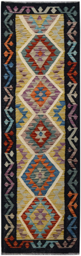 Handmade Afghan Maimana Kilim Hallway Runner | 193 x 59 cm | 6'4" x 1'11" - Najaf Rugs & Textile