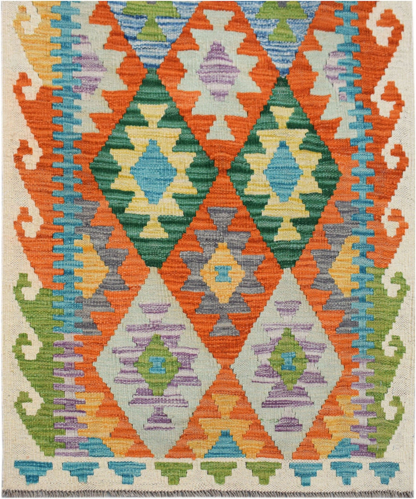 Handmade Afghan Maimana Kilim Hallway Runner | 195 x 75 cm | 6'5" x 2'6" - Najaf Rugs & Textile