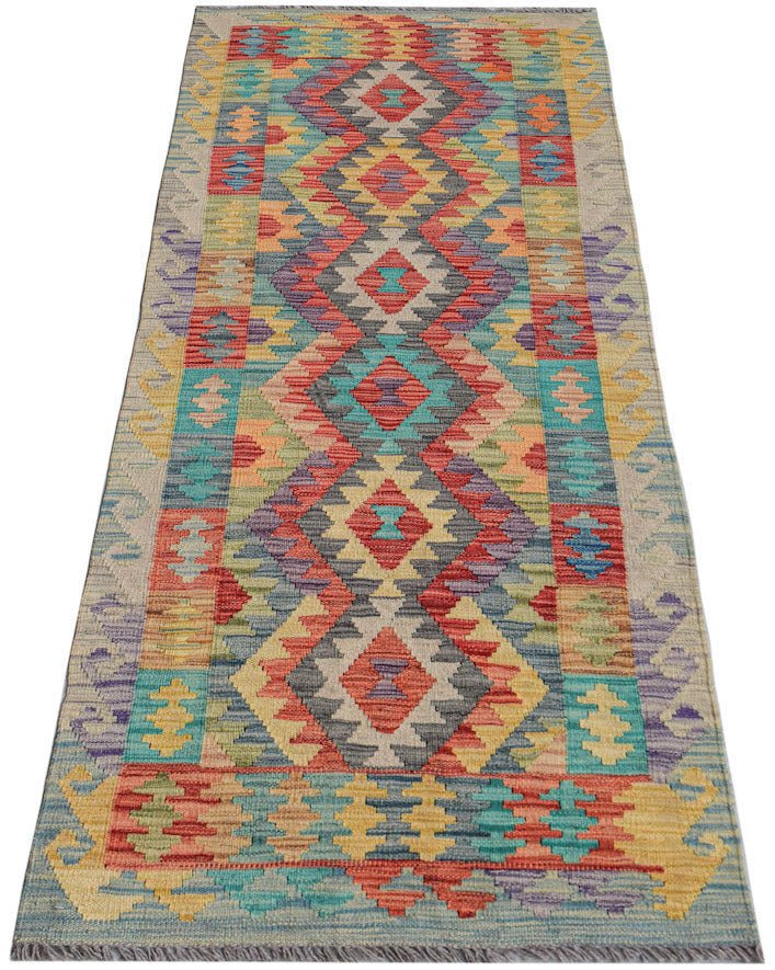 Handmade Afghan Maimana Kilim Hallway Runner | 195 x 79 cm | 6'5" x 2'7" - Najaf Rugs & Textile