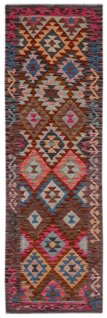 Handmade Afghan Maimana Kilim Hallway Runner | 199 x 68 cm | 6'6" x 2'3" - Najaf Rugs & Textile