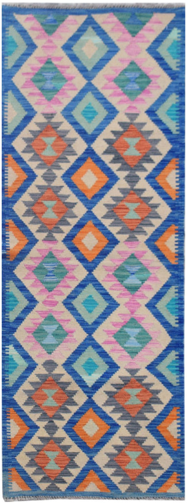 Handmade Afghan Maimana Kilim Hallway Runner | 199 x 77 cm | 6'7" x 2'6" - Najaf Rugs & Textile