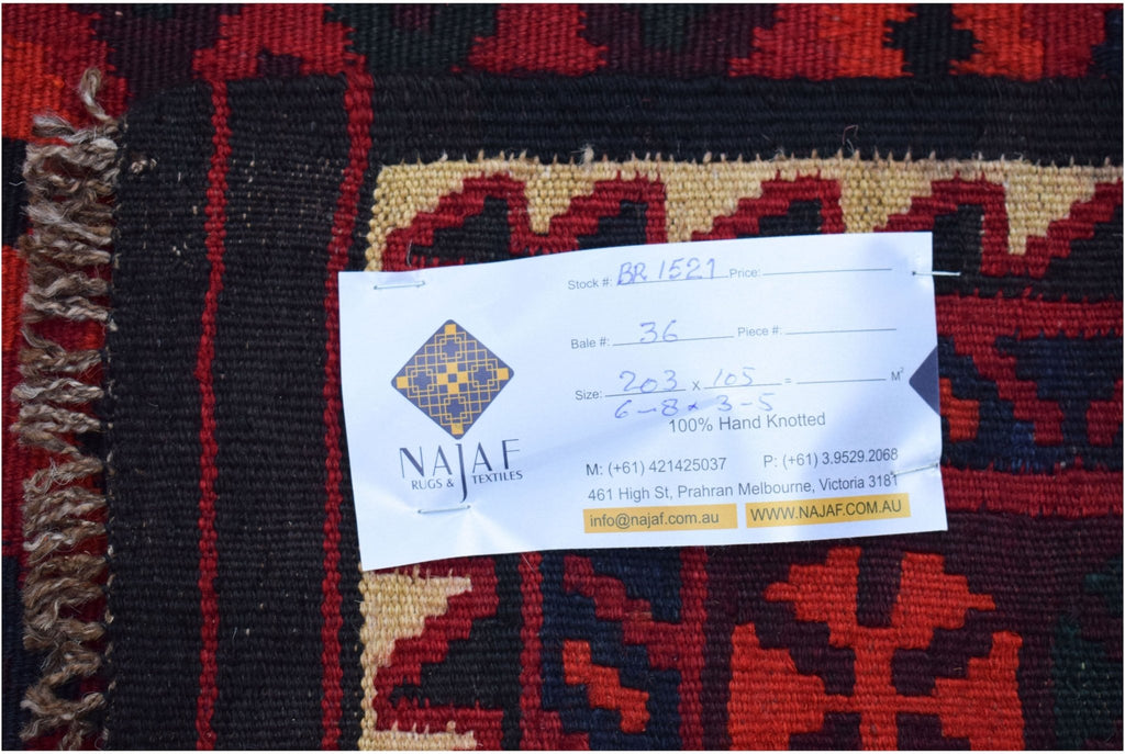 Handmade Afghan Maimana Kilim Hallway Runner | 203 x 105 cm | 6'8" x 3'5" - Najaf Rugs & Textile