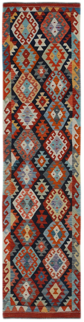 Handmade Afghan Maimana Kilim Hallway Runner | 288 x 82 cm | 9'5" x 2'8" - Najaf Rugs & Textile
