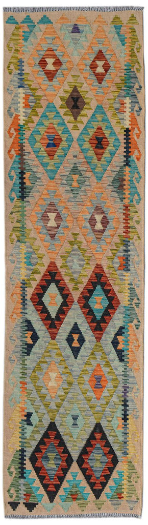 Handmade Afghan Maimana Kilim Hallway Runner | 290 x 83 cm | 9'6" x 2'9" - Najaf Rugs & Textile