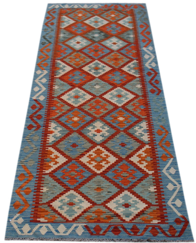 Handmade Afghan Maimana Kilim Hallway Runner | 295 x 89 cm | 9'9" x 2'11" - Najaf Rugs & Textile